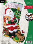 Bucilla Felt Applique 18" Stocking Making Kit, Jolly Pups Santa, Perfect for DIY Arts and Crafts, 89556E