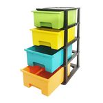 Abbaware Plastic Storage Chest With Wheels, Storage Boxes, Tower, Candy Coloured 4 x 17L Drawers, Multicolour