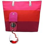 PortoVino Tote Beach Bag - Canvas Wine Purse with Hidden Spout and Dispenser Flask for Wine Lovers That Holds and Pours 2 Bottles of Wine! Traveling, Concerts, Bachelorette Party - Sangria