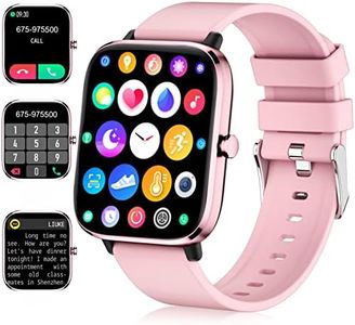 Smart Watch for Women (Dial/Answer Call), 42mm Bluetooth Smart Watch for iPhone Compatible, IP68 Waterproof Android Smart Watch Fitness Tracker with Heart Rate/Sleep/ Spo2/Sress Montior (Hot Pink)