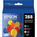 Epson T288120-BCS 288, Black and Colour Ink Cartridges, C/M/Y/K 4-Pack