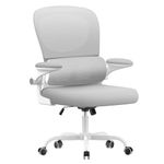 naspaluro Comfy Ergonomic Office Chairs, High Big Tall Study Desk Computer Chair with Back Support, Adjustable Flip-up Armrests Gray Work Chair, Swivel Comfy PC Mesh Office Chairs for Home Office