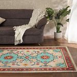 Welspun Wonder-Full Distressed Carpet for Hall, Living Room & Bedroom | Polyester | 981 GSM | Machine Tufted | 4x6 Feet | Beige