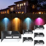 AGPTEK Solar Fence Lights with Warm White & RGB Fixed Mode 6 Pack, Color Glow Solar Christmas Holiday Decoration Lights Outdoor LED Wall Lights for Fence, Patio, Porch, Deck Railing, Backyard, Step