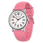 GOLDEN HOUR Waterproof Nurse Watch for Medical Professionals, Students Women Men - Military Time Luminouse Easy Read Dial, 24 Hour with Second Hand, Colorful Silicone Band, Pink, Military