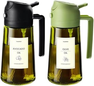 TrendPlain - Original 16oz/470ml Olive Oil Dispenser Bottle for Kitchen Gadgets and Air Fryer Accessories - Olive Oil Sprayer for Cooking w/Stickers - Black&Green