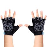 Fingerless Fishing Gloves for Kids - Luwint Half Finger Grip Sun Mitten for Children 5-8 Yrs Old Cycling Camping Hiking (Black)