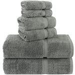 Chakir Turkish Linens 100% Cotton Premium Turkish Towels for Bathroom | 2 Bath Towels - 2 Hand Towels, 2 Washcloths (6-Piece Towel Set, Gray)