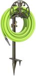 GOFORWILD Garden Hose Stand with Brass Faucet, Detachable Heavy Duty Water Hose Holder, Freestanding Metal Hose Reel Decorative Storage Hanger Holds 150-Feet Hose for Outside Patio Lawn Yard