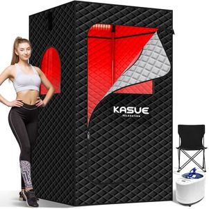 KASUE Infrared Sauna Box, Portable Steam Sauna Tent with 3L/1400W Steamer, 5-Layer Waterproof and Thermal Insulation, Folding Chair, for Home Steam Spa, Indoor & Outdoor(Black)