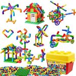 burgkidz STEM Learning Pipe Tube Toy, Sensory Toys, Tube Locks Construction Building Blocks, Educational STEM Building Learning Toys with Wheels Baseplate for All Ages Kids Boys Girls, 188 Pcs