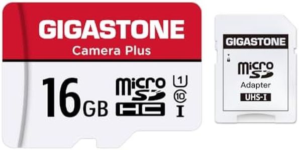 [Gigastone] 16GB Micro SD Card, Camera Plus, MicroSDHC Memory Card for Wyze Cam, Security Camera, Full HD Video Recording, UHS-I U1 Class 10, up to 85MB/s, with MicroSD to SD Adapter
