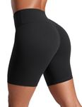 CRZ YOGA Womens Butterlift Butt Scrunch Booty Shorts No Front Seam High Waist Workout Leggings Gym Running Biker - 6" Black 12