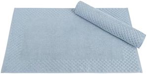 Classic Turkish Towels CTT - 2 Piece Bathroom Rugs Set, 100% Cotton Bath Mats, Comfy & Highly Absorbent Bathroom Floor Mats, Machine Washable | 20"x34" (Blue)