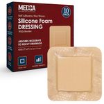 MEDca Silicone Foam Dressing w/Adhesive Border 3"x3" (Pack of 10) Waterproof Silicone Bandages for Wounds, Highly-Absorbent Wound Dressing Bandage Care for Bed Sore Bandages, Pressure Sores, Ulcers