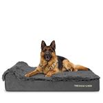 The Dog’s Bed Orthopaedic Headrest Dog Bed XL Grey Fur 117x71x15cm, Waterproof Memory Foam Dog Bed