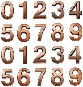 HopeWan Mini Mailbox Numbers 1.5 Inch, Self Stick Door Number, 3D Bronze Small Sign Stickers for DIY Craft Decor. (Bronze, 1.5"-2 Set)