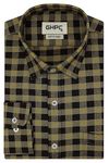 GHPC Cottswool Winter Wear Woolen Gingham Checks Full Sleeves Regular Fit Formal Shirt for Men (Brown, CW230219_40)