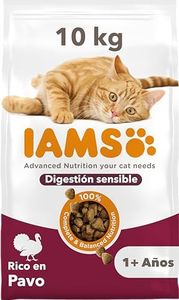IAMS Alimento seco para gatos con digestión sensible - comida seca para gatos adultos de más de 1 año rico en pavo, 10 kg