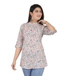 Gudwear Stylish Printed Button Down Style Shirt Top for Women (White_Size: L)