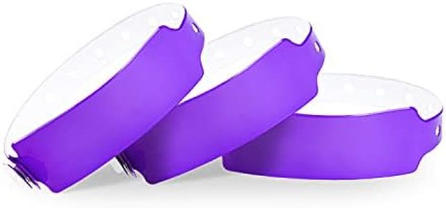 Wristall Plastic Wide Face Wristbands for Events - Vinyl Wristbands of Party by Fivepeans(Neon Purple, 100)