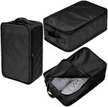 TIANZONG Travel Shoe Bag with Handle Holds 2 Pairs of Shoes, Shoe Packing Cubes for Travel (Black, 3 Pack)