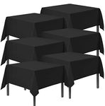 6pk Black Table Cloth Party | 121x121cm Halloween Black Plastic Table Cover Party | Black Plastic Table Cloth, Black Tablecloth Black Party Table Cloth Disposable Table Clothes for Parties Table Cover