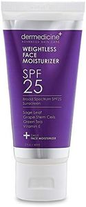 Weightless Daily Face Moisturizer Zinc Oxide Sunscreen with Broad Spectrum SPF 25 | Physical Mineral UVA/UVB Sunscreen | w/Sage Leave, Grape Stem Cells, Green Tea, Vitamin E | NET WT 2 oz / 60 g