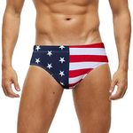 Arcweg Men's Swimming Trunks Briefs Low Waist with Removable Pad Swimwear Elastic Beach Shorts Boxers Underwear National Flag XL(EU)