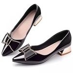 Women's Chunky Closed Toe Low Block Heels Work Pumps Comfortable Dress Wedding Shoes for Party Office, Black, 11