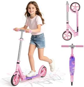 Kick Scooter for Kids 5-12, Teens, Adults, CPSC Certified Foldable Lightweight Sport Scooter with 8 Inch Wheels, Max Load 240 LBS, Gift for Childs (New_Pink)