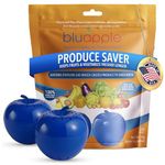 BluApple Produce Saver 2-Pack - Keeps Fruits & Vegetables Fresh Longer in Refrigerator Crisper, Shelves, and Fruit Bowls, Lasts up to 3 Months, Ethylene Gas Absorber, BPA Free, Made in USA