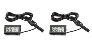 Mini Thermometer Hygrometer, Embedded LCD Digital Temperature Humidity Meter Gauge Monitor with External Probe for Incubators, Brooders, Reptile Tank, Aquarium, Fish Tank