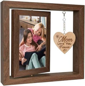 Hooweti Gifts For Mom, Mom Picture Frames With Warm Heart Pendant Gifts for Mom Mother-In-Law New Mom, Father's Day Gifts For Mom, Double Sided Mom Photo Frames 4x6