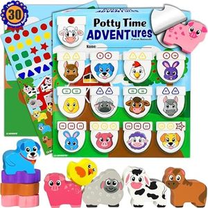 LIL ADVENTS Potty Time Adventures - Farm Animals with 14 Wooden Block Toy Prizes | Potty Training Advent Game | As Seen on Shark Tank | Wood Block Toys, Reward Chart, Activity Board and Stickers