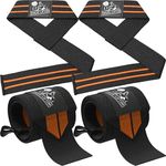 Wrist Wraps + Lifting Straps Bundle (2 Pairs) for Weightlifting, Cross Training, Workout, Gym, Powerlifting, Bodybuilding-Support for Women & Men,No Injury during Weight Lifting-Orange