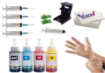 Verena Tool Kit Multi-color Refill Ink Set Compatible for Canon TS207 Single Function Printer Black Tri Color Combo Pack Ink Bottle