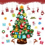 Childrens Felt Christmas Tree, 3.28ft Kids/Toddlers DIY Felt Christmas Tree Set, Wall Hanging Felt Xmas Christmas Tree Decorations Kits With 32Pcs Ornaments, Home Door Window Christmas Decoration Kit