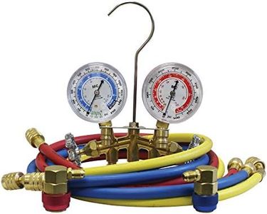 Mastercool 66661 2-Way Brass Manifold Gauge Set with 2 1/2" Silicone-Dampened Gauges, Economy Couplers, and 60" Hoses for R134a - U.S. Assembled & Tested