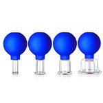 4 Size Facial Cupping Therapy Set Glass, Eye Face Vacuum Massage Anti Cellulite Cup - Silicone Cupping Massage Therapy, for Beauty Body Cup Lymphatic Fascia Massager