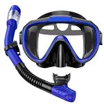 Seovediary Snorkel Set, Snorkeling Gear for Adults Anti-Fog Panoramic View Swim Mask Dry Top Snorkel Kit with Travel Bag for Snorkeling Scuba Diving Swimming Travel