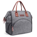 LOKASS Lunch Bag Insulated Lunch Box Wide-Open Lunch Tote Bag Large Drinks Holder Durable Nylon Thermal Snacks Organizer for Women Men Adults College Work Picnic Hiking Beach FishingGrey