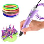 Vikrida 3D Printing Pen for Creative Work with LCD Display with 3 Colors PLA Filament, USB Cable, Great Arts & Craft Gift, Multicolor