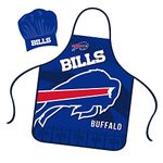 Mojo Licensing Buffalo Bills Apron Chef Hat Set Full Color Universal Size Tie Back Grilling Tailgate BBQ Cooking Host, Team Color, One Size