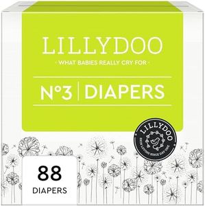 LILLYDOO Diapers - Size 3 (13-22 lbs), Half-Monthly Supply (88 Count), Skin-Friendly, Ultra Soft, Chlorine-Free & Absorbent Baby Diapers