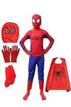 CHRISLEY ENTERPRISES Super Hero dress for kids | Full set (Trouser, t-shirt, mask, gloves, socks, backshawl) | multicolor costume| 2 to 12 years old kids (9-10 years)