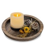 Rustic Round Wooden Serving Tray - Romadedi Decorative Candle Tray for Pillar Candles Farmhouse Dinning Coffee Table Centerpiece Kitchen Counter Home Living Room Decor, 28cm