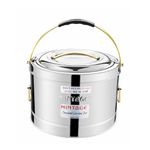 Mintage Sambar Pot Stainless Steel 10 Liters | Sambar Pot with Lid | Casserole for Cooking | Casserole with Side Handles | Canteen & Hotel Casserole Container | Biryani Box Puff Insulated Hot & Cold