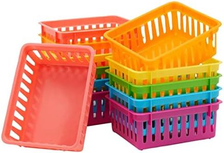 Bright Creations 12 Pack Small Plastic Classroom Storage Bins for Organization School Supplies 6 Colors (6.1x4.8 in) - Small Plastic Storage Bins - Plastic Baskets for Organizing - Colorful Bins