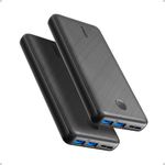 Anker Portable Charger,325 Power Bank(PowerCore Essential 20K),20,000mAh Battery Pack with PowerIQ Technology for iPhone 15/14/13 Series, Galaxy S23,and More（USB-C Input Only（Black），2-Pack）